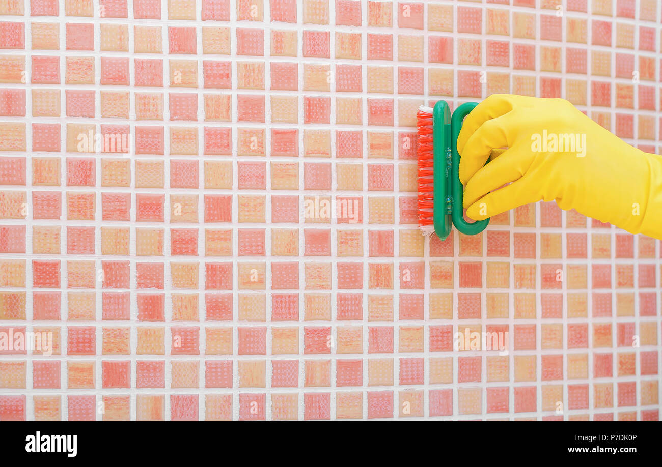 Clean small tiles in the bathroom Stock Photo Alamy