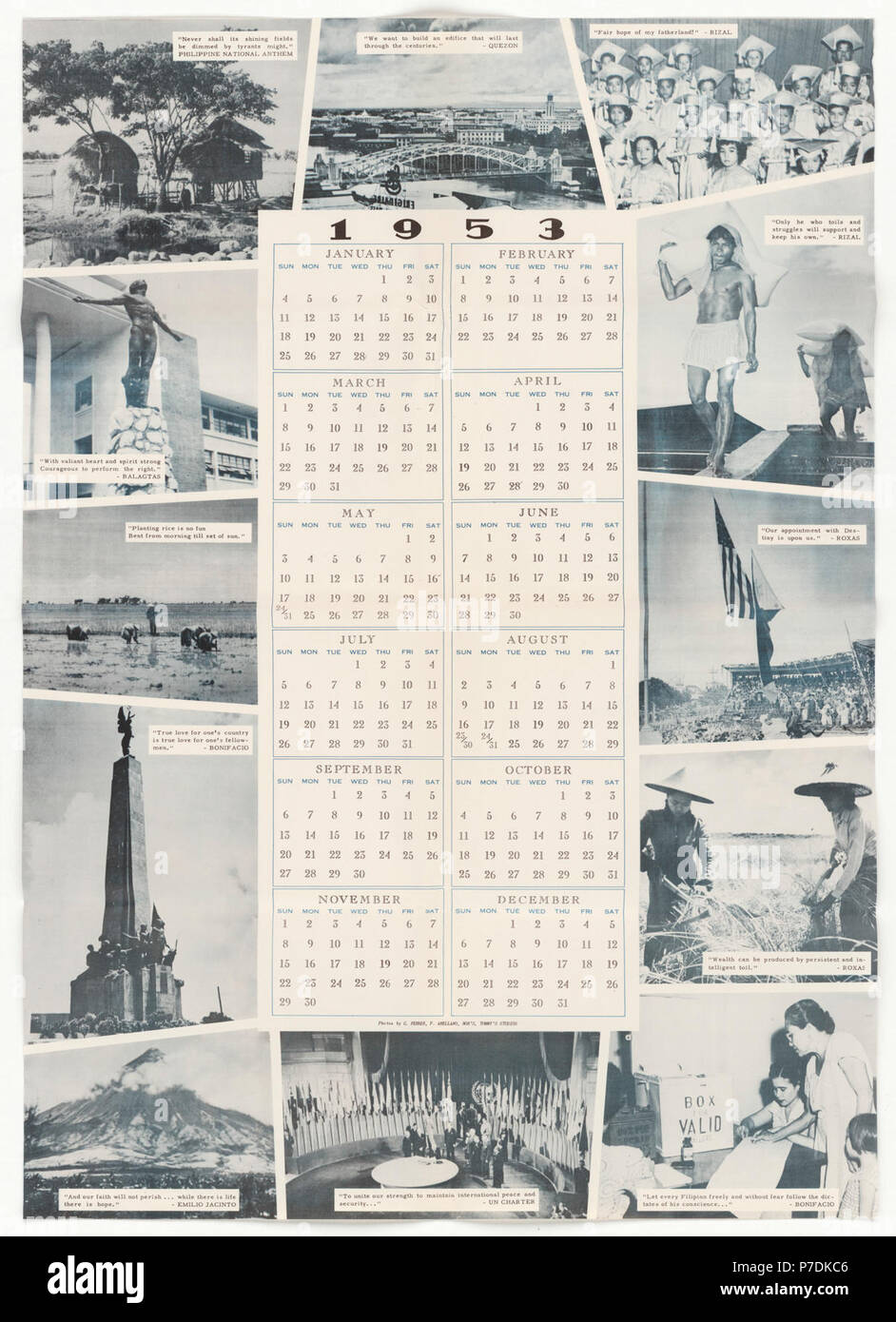 1953 Calendar - Master Poster Scans 306-PPA-249 Stock Photo - Alamy