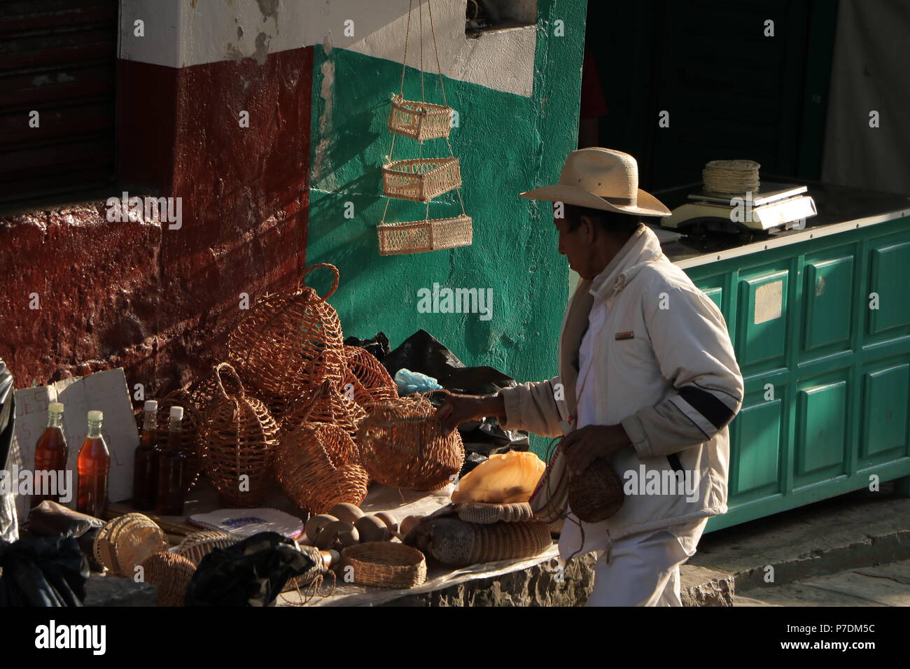 Man in Mexican market Stock Photo