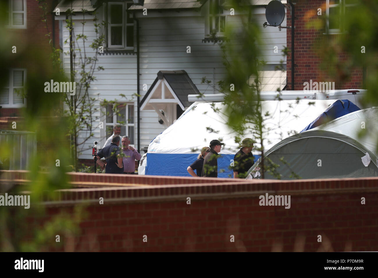 Police tent near the house in Amesbury, Wiltshire, where counter