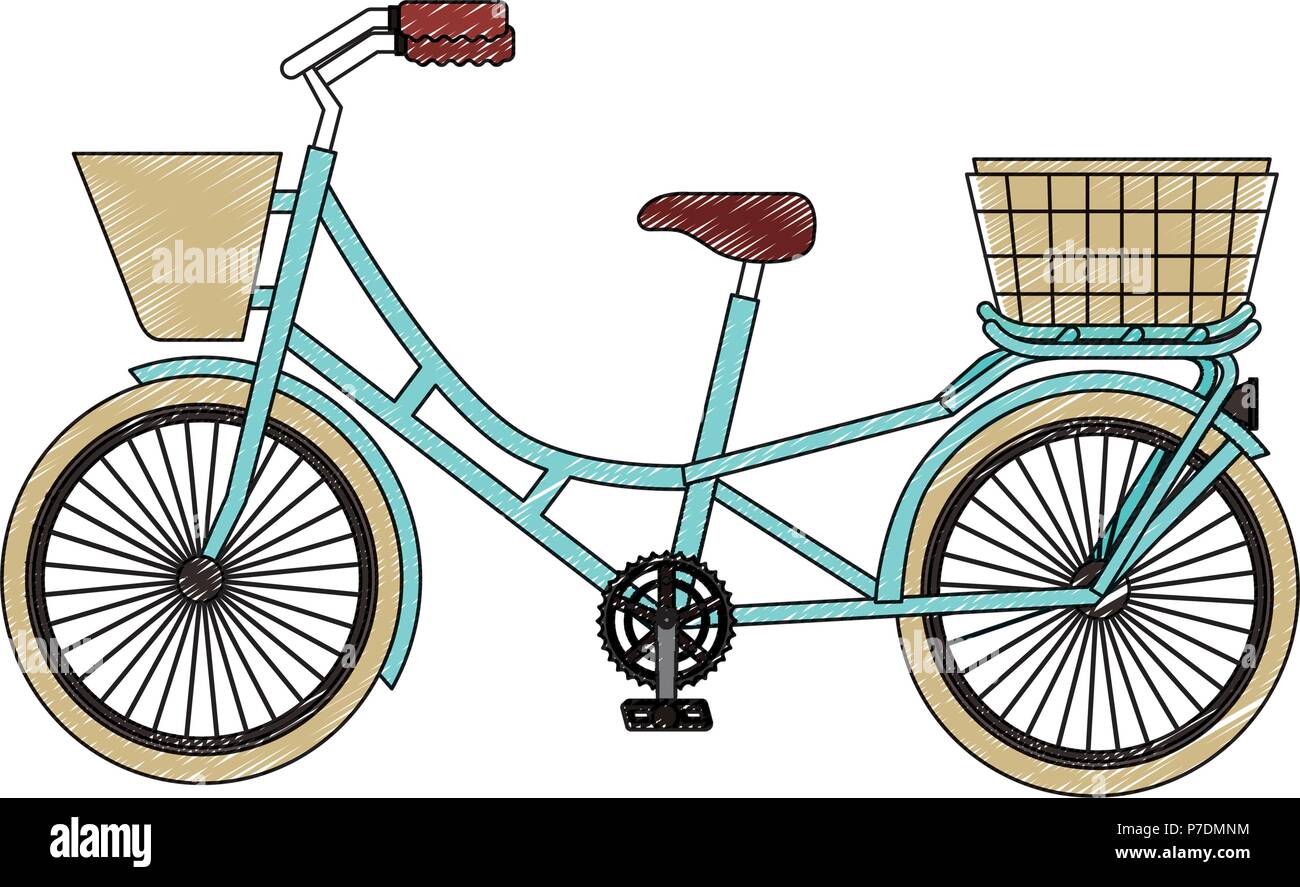 classic bicycle with basket recreation vector illustration Stock Vector