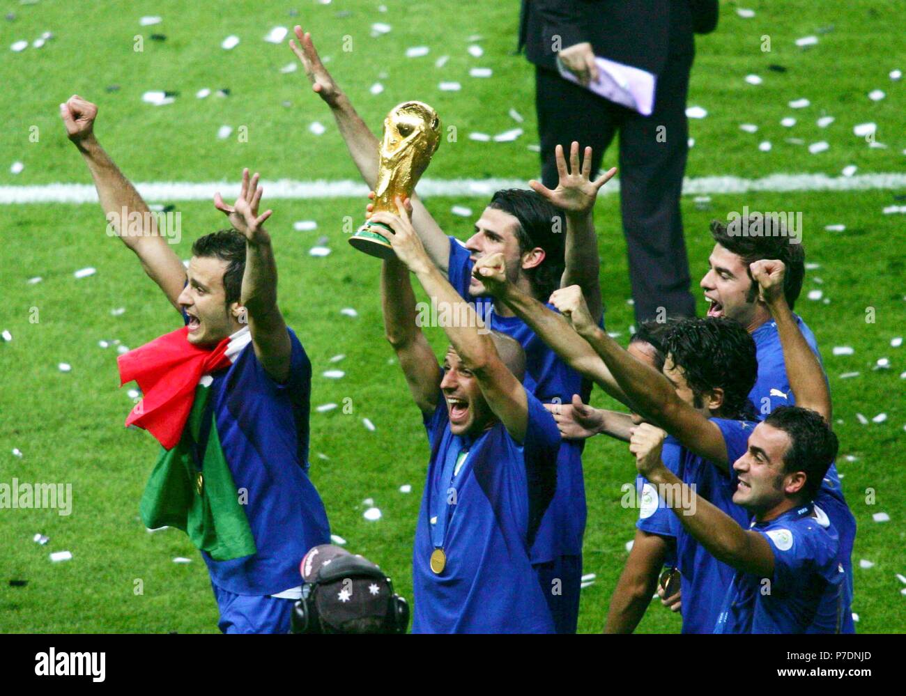 Olympiastadion Berlin Germany 9.7.2006, FIFA World Cup Germany 2006 , Final, Italy vs France 5:3 a.p.  ---  Alessandro Del Piero (ITA)   holds the World Cup Trophy Stock Photo