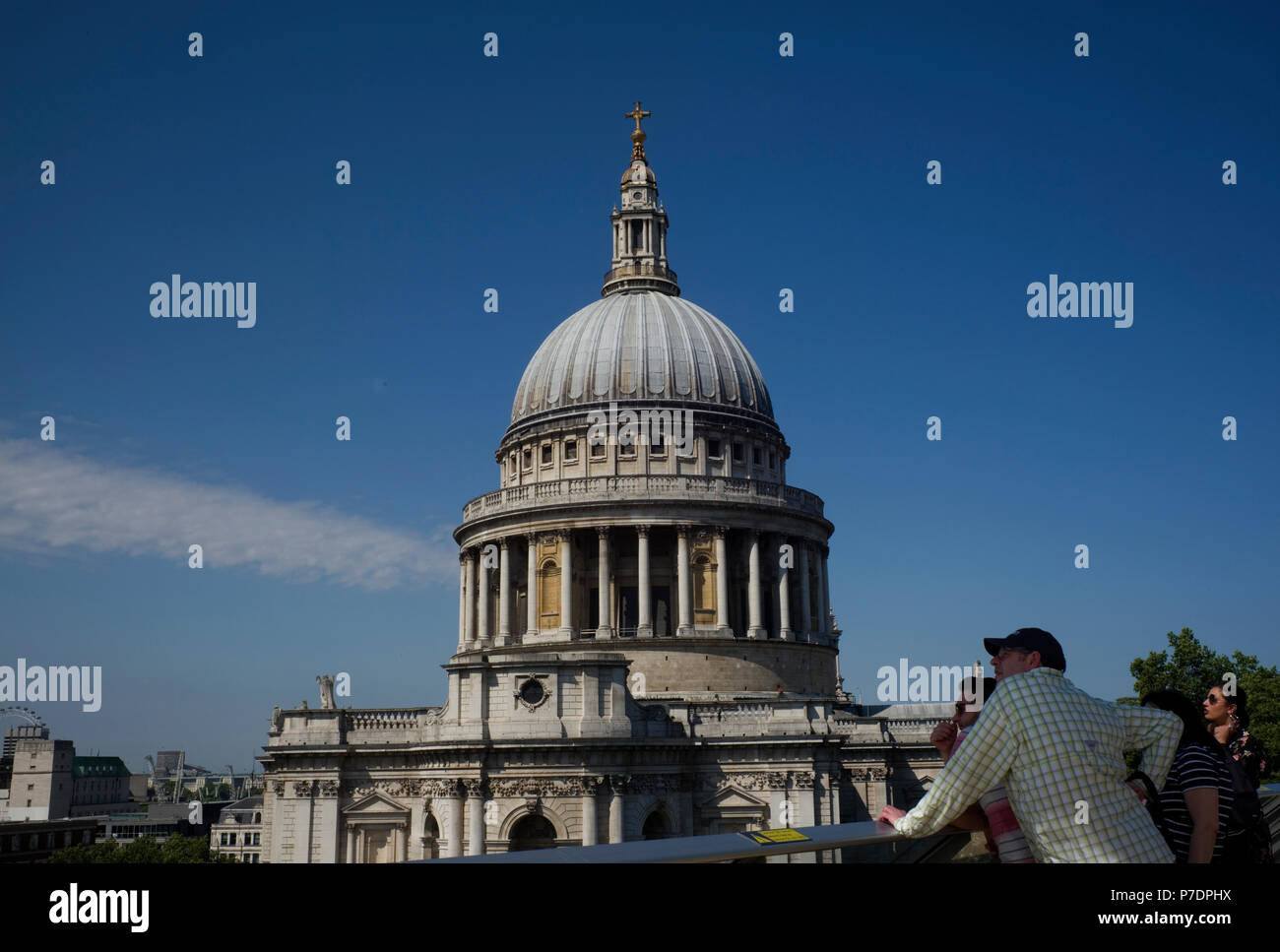 St Paul’s Cathedral is seen against a clear blue summer sky, in the City of London, London,  Britain July 3, 2018. Stock Photo