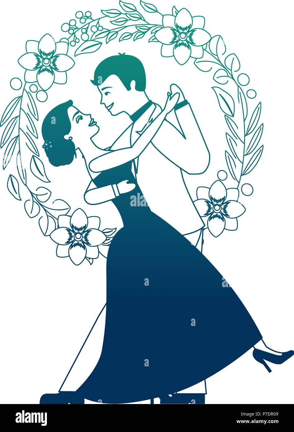 First Dance Graphics bride and groom and their first dance wedding day wreath flowers vector ...