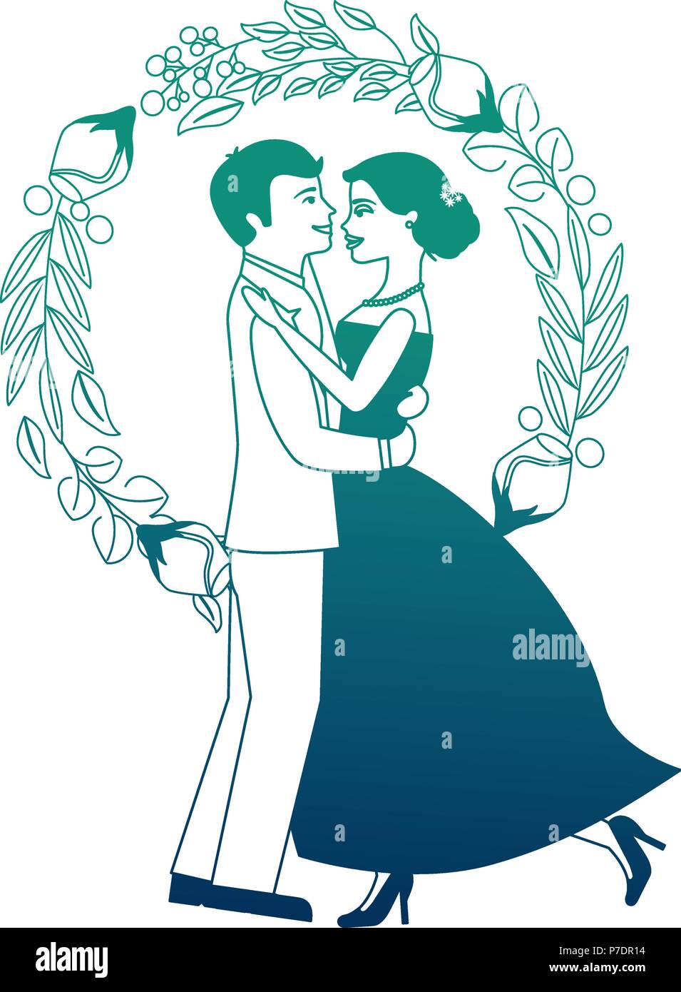 First Dance Graphics bride and groom and their first dance wedding day wreath flowers vector ...
