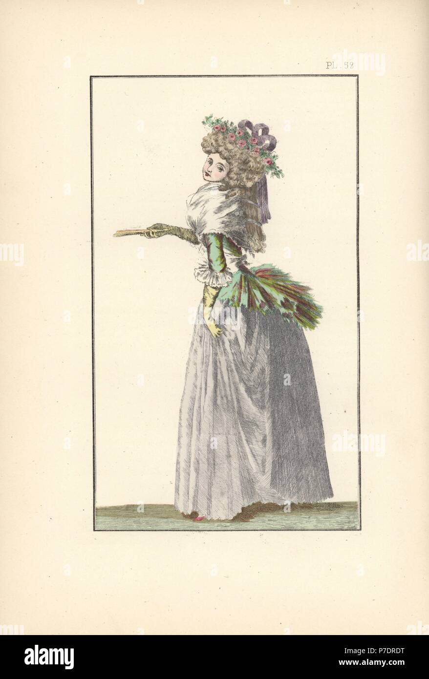 Woman In Taffeta Pierrot Caraco Jacket White Linen Petticoat Fichu In English Gauze And Headdress Of Artificial Roses And Ribbons Handcoloured Lithograph From Fashions And Customs Of Marie Antoinette And Her Times Woman In Taffeta Pierrot Caraco Jacket White Linen Petticoat Fichu In English Gauze And Headdress Of Artificial Roses And Ribbons Handcoloured Lithograph From Fashions And Customs Of Marie Antoinette And Her Times