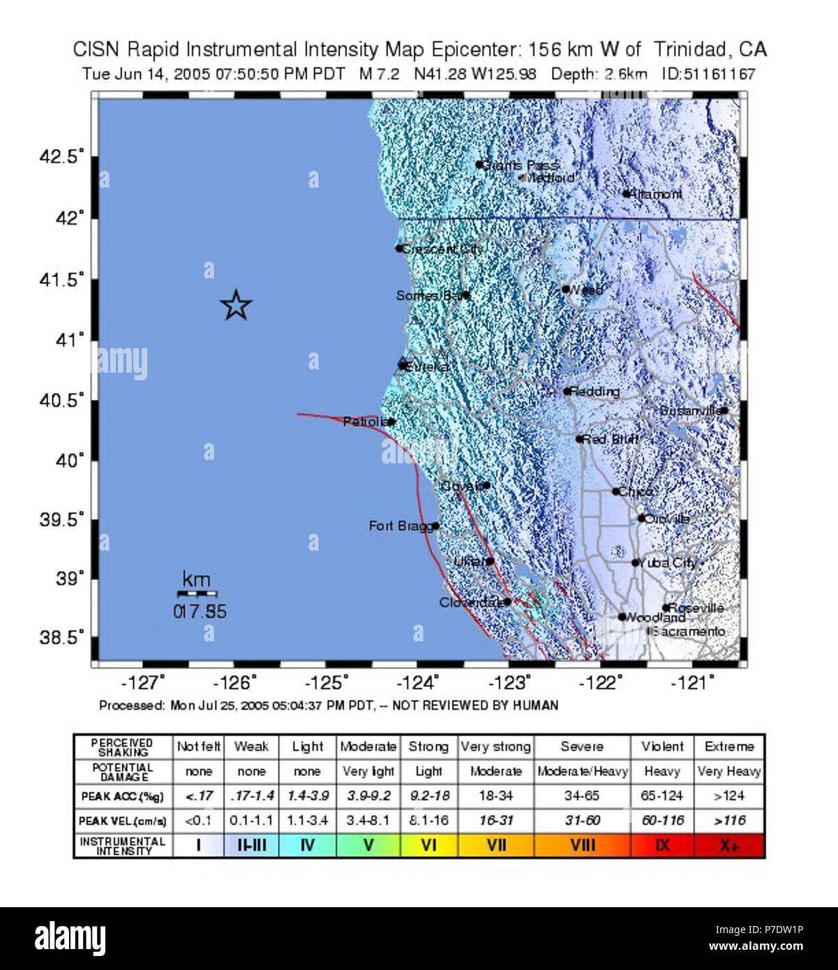 2005 Eureka Earthquake ShakeMap Stock Photo Alamy