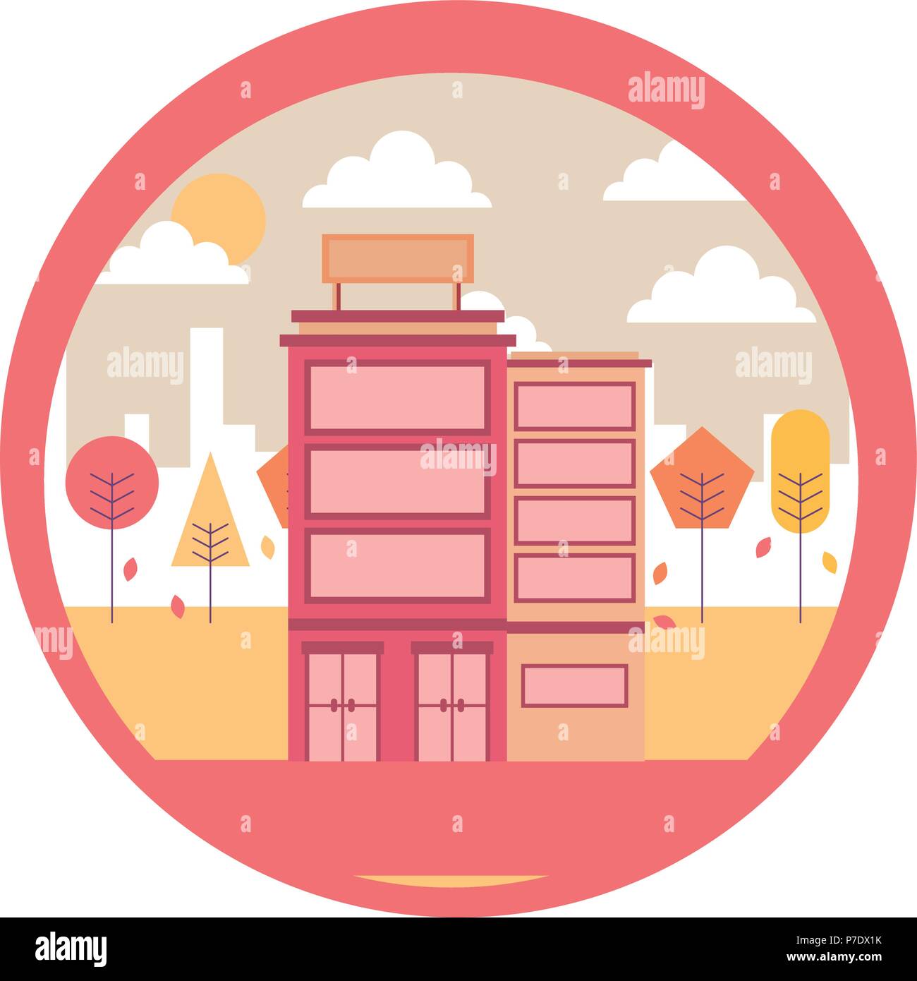 hotel building urban trees scene vector illustration Stock Vector Image ...