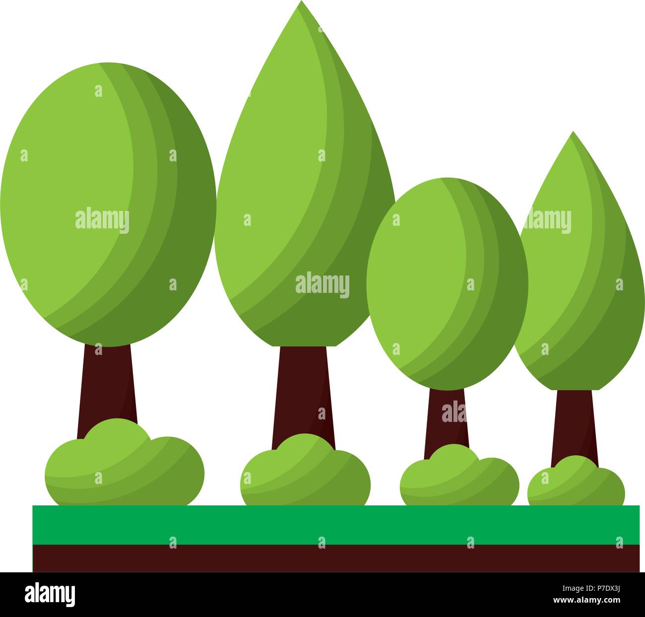 trees forest botanical natural bushes vector illustration Stock Vector ...