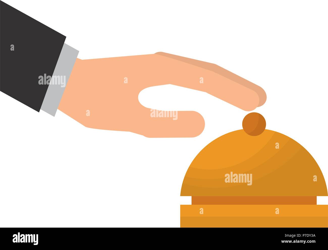 hand touching hotel bell service vector illustration Stock Vector Image ...