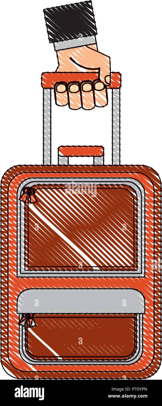 hand holding suitcase tourism travel vector illustration Stock Vector ...