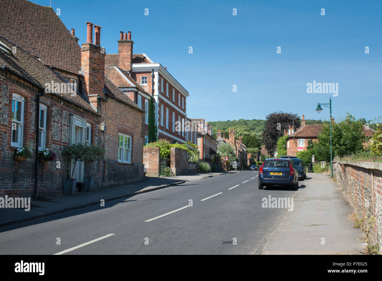 View of main road through Streatley village in West Berkshire, UK Stock Photo