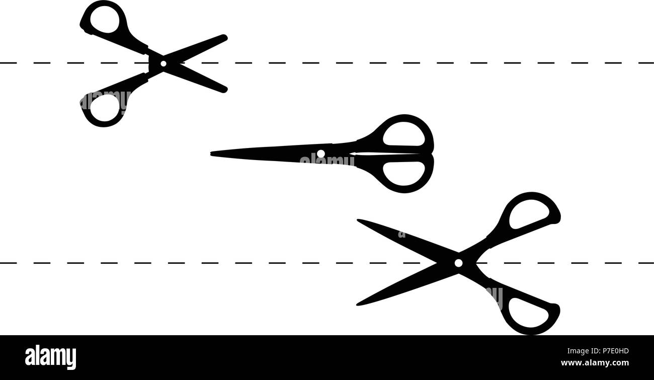 Cutting scissors icon and dotted section line Stock Vector