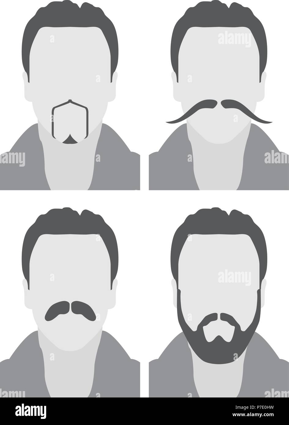Men avatars with beard and moustache - face style Stock Vector