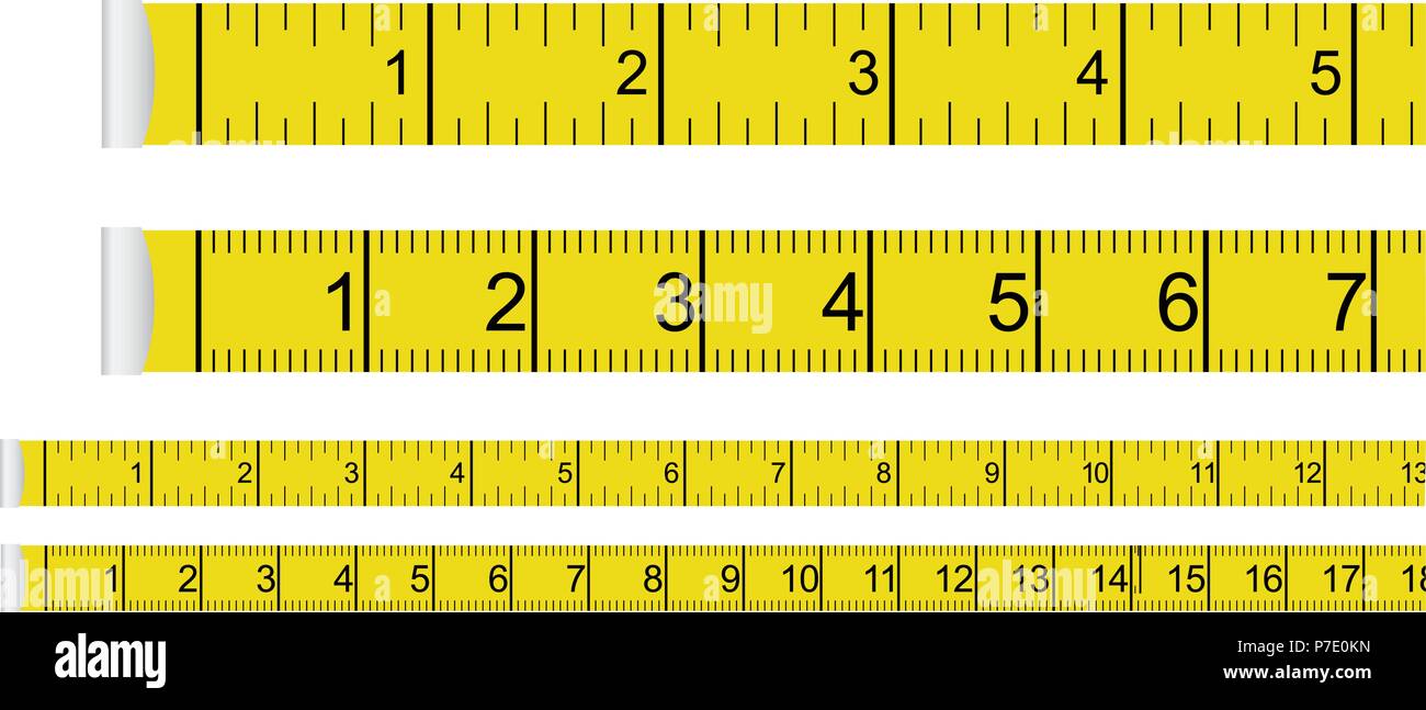 Yellow measure tape centimeter and inch Royalty Free Vector