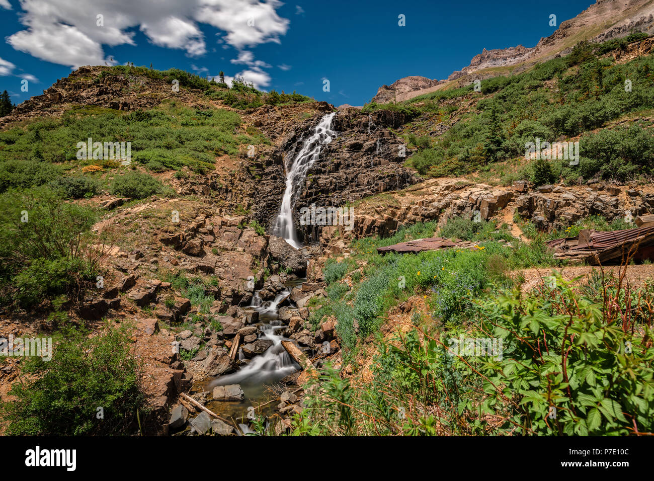 Large waterfall in them mountains of Colorado Stock Photo - Alamy