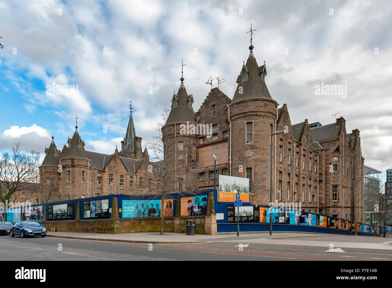 Historic Scottish Baronial style buildings being restored by Quartermile Development for University of Edinburgh, Scotland, UK Stock Photo