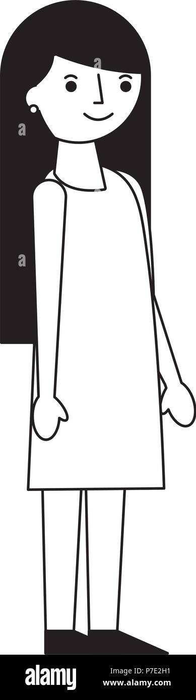 Woman Female Character Cartoon Image Vector Illustration Black And woman-female-character-cartoon-image-vector-illustration-black-and