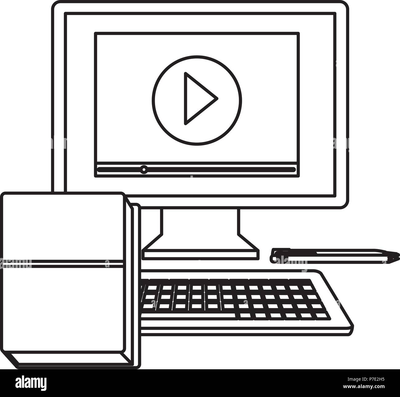 education text books with computer Stock Vector Image & Art - Alamy