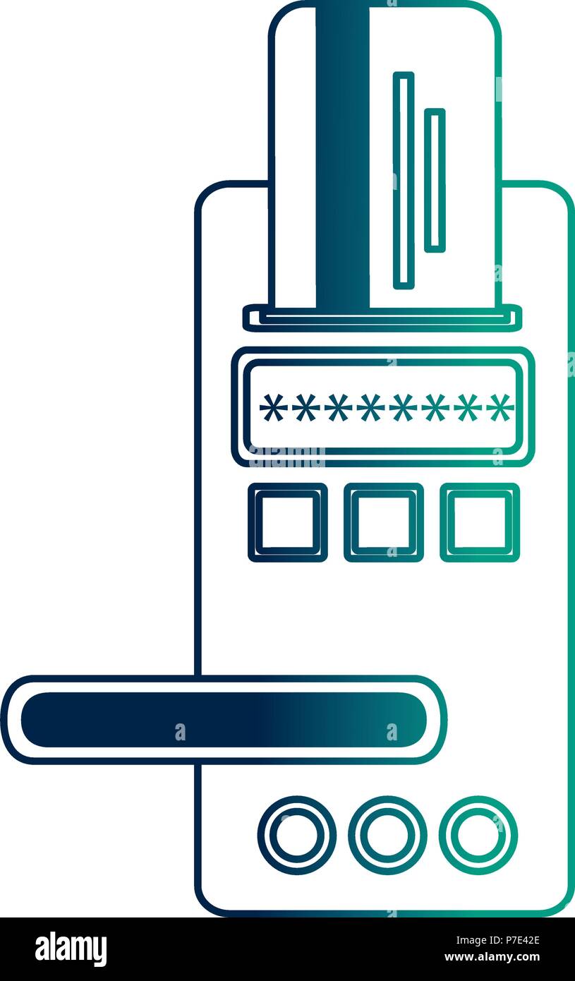 hotel door digital panel with card access vector illustration neon ...