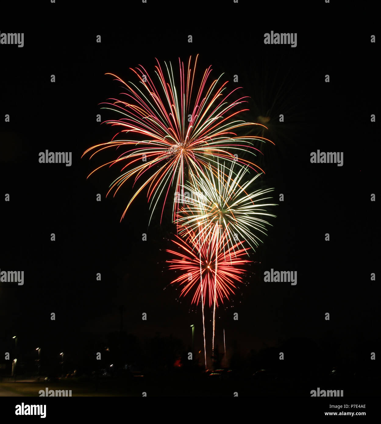Fireworks on the fourth of July at Niagara Falls High School Stock