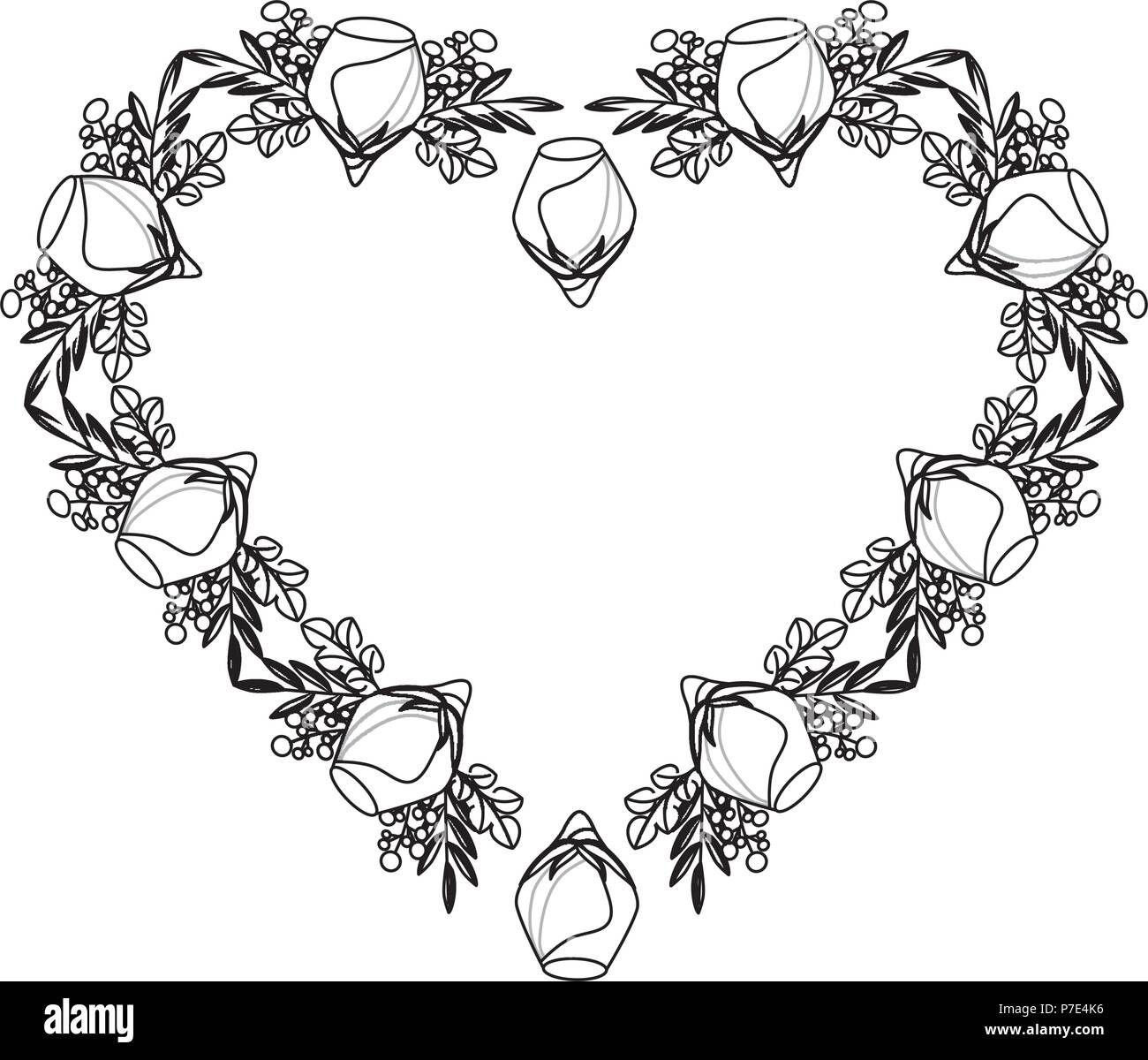 floral decoration flowers in the shape heart vector illustration Stock ...
