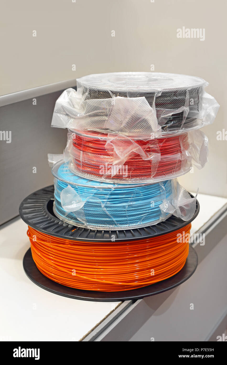 Various 3d Printer Filaments at Spools Stock Photo