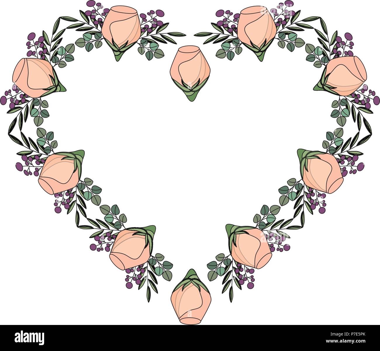 floral decoration flowers in the shape heart vector illustration Stock ...