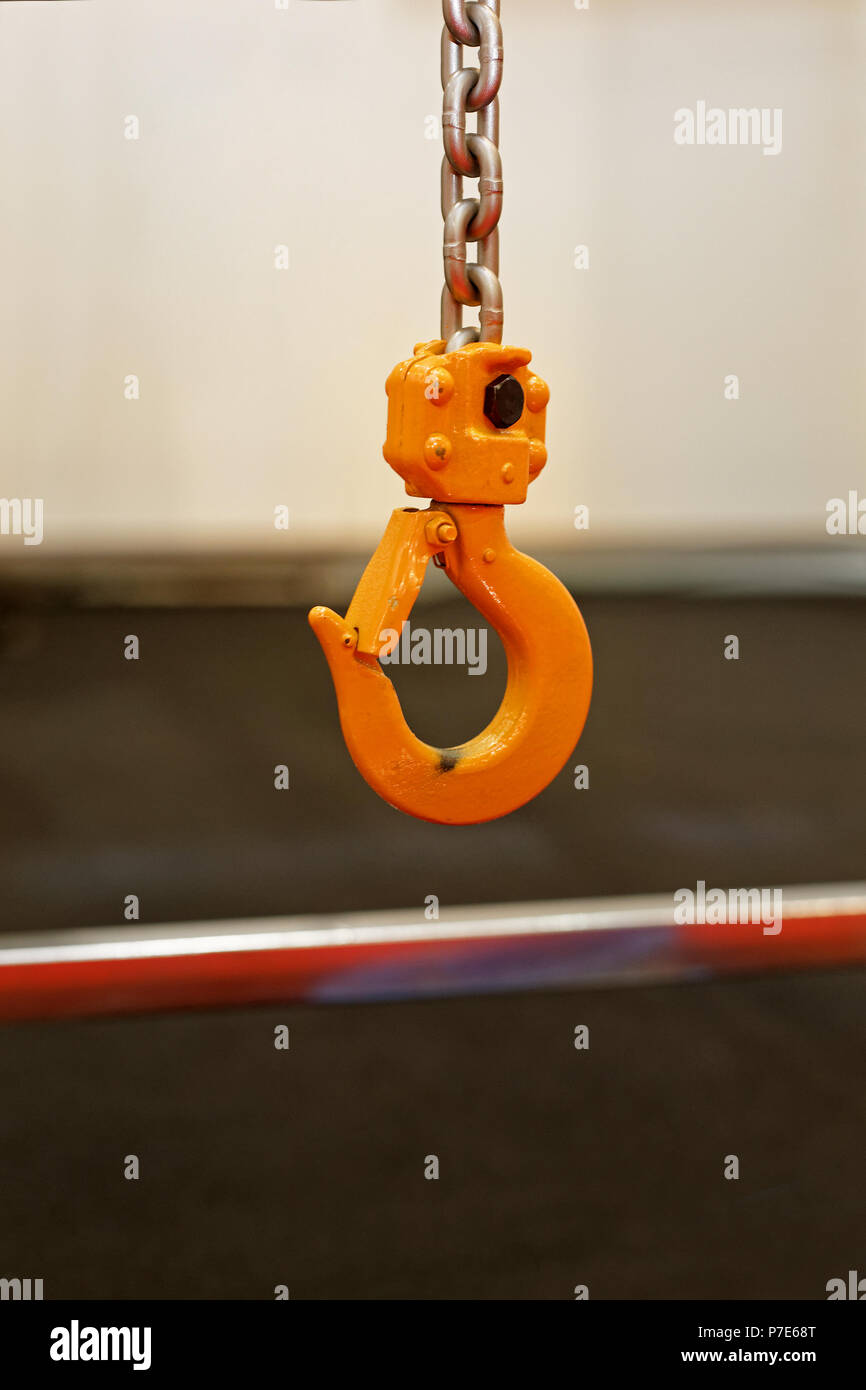 Overhead Hoist Industrial Hook With Chain Stock Photo Alamy