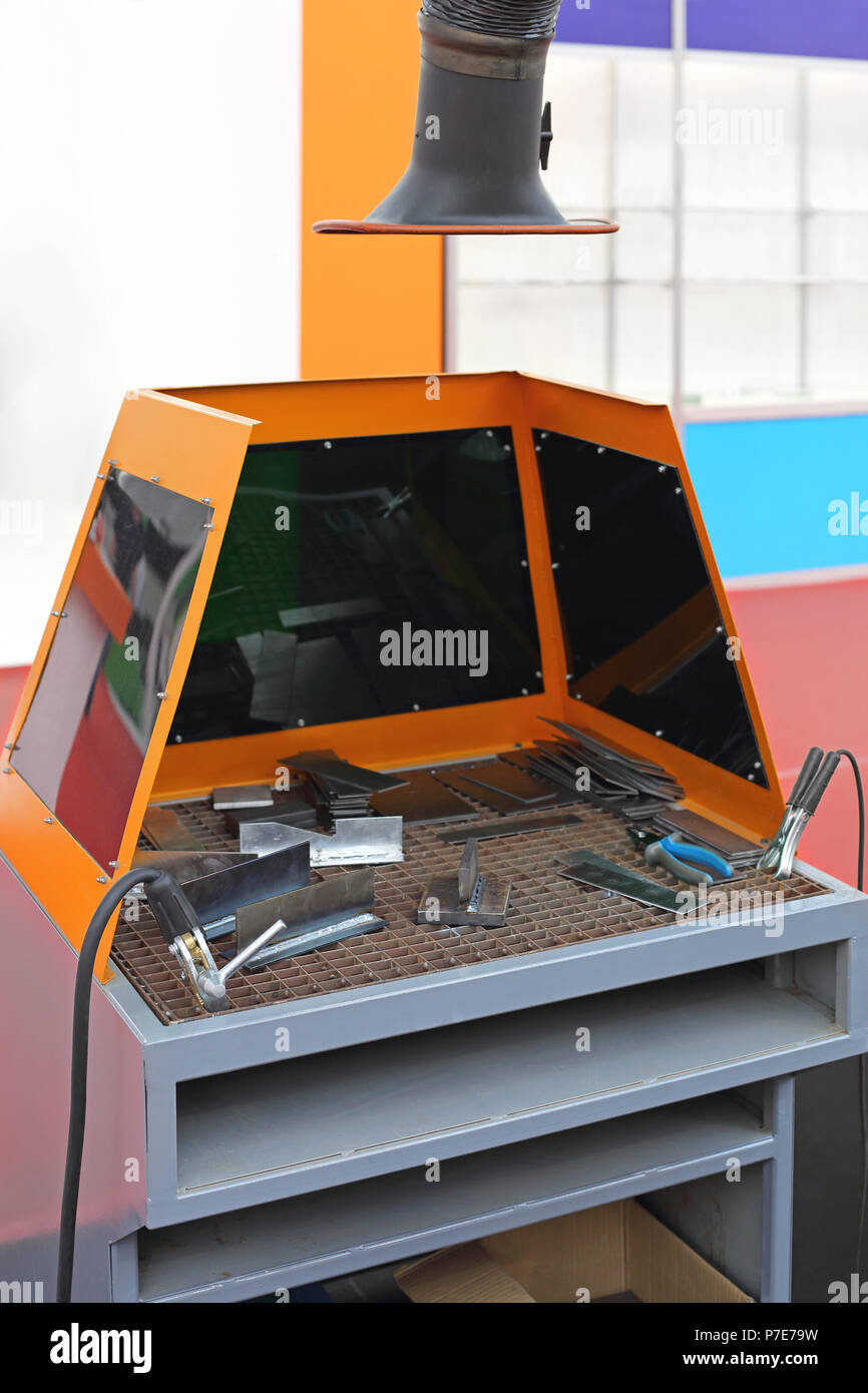 Welding Table Work Bench With Exhaust Ventilation Stock Photo Alamy