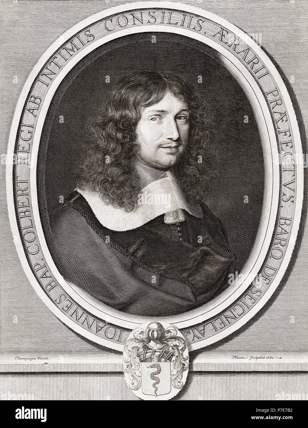 Jean Baptiste Colbert, 1619-1683.  French controller general of finance from 1665 and secretary of state for the navy from1668 under Louis XIV.  After a contemporary engraving. Stock Photo