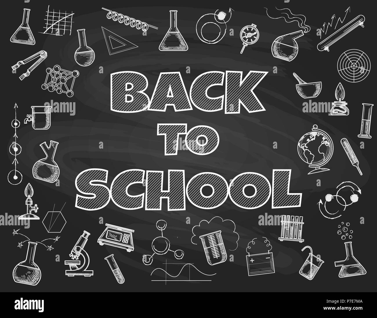 Chalk Board Back To School Background Schools Blackboard Doodles Drawings Banner Education Or Learning Start Vector Concept Stock Vector Image Art Alamy