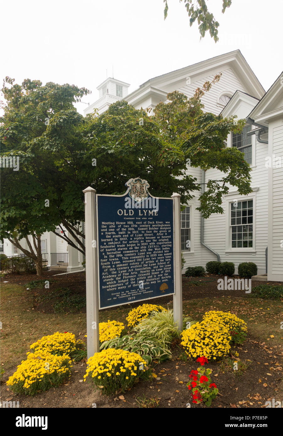 Old Lyme CT town information sign Stock Photo Alamy
