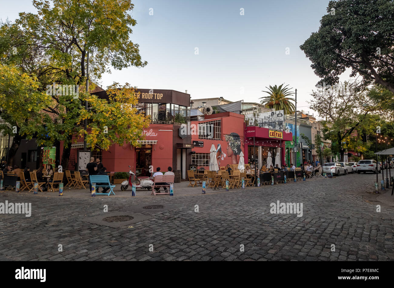 Bar and restaurants at Palermo Soho bohemian neighborhood - Buenos Aires, Argentina Stock Photo