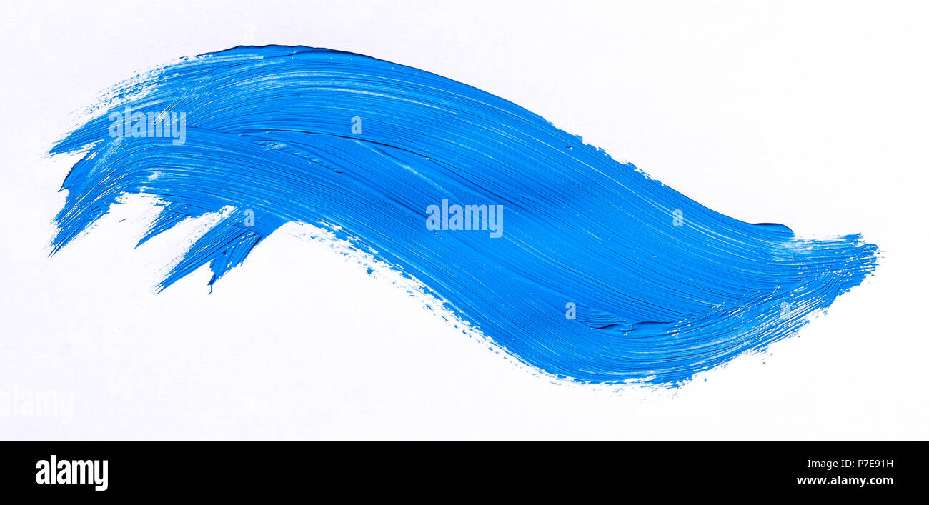 Blue brush stroke isolated over white background Stock Photo - Alamy