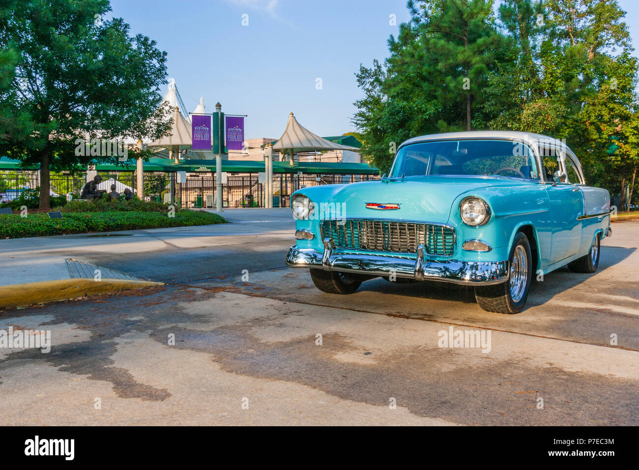 Classic Car at The Cynthia Woods Mitchell Pavilion in The Woodlands, Texas. Stock Photo