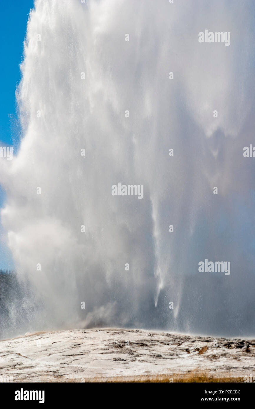 Old Faithful Geyser in Yellowstone National Park in Wyoming. Stock Photo