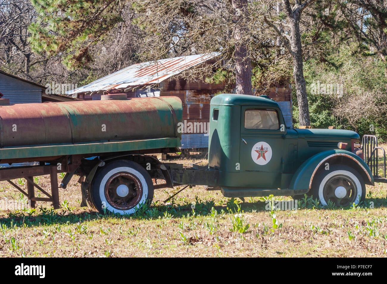 Antique museum and village with vintage cars and trucks and old