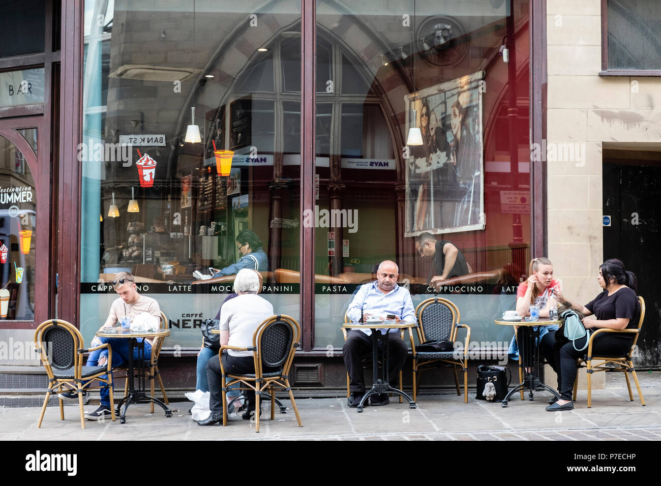Coffee shop on Market Street, Bradford, UK Stock Photo Alamy
