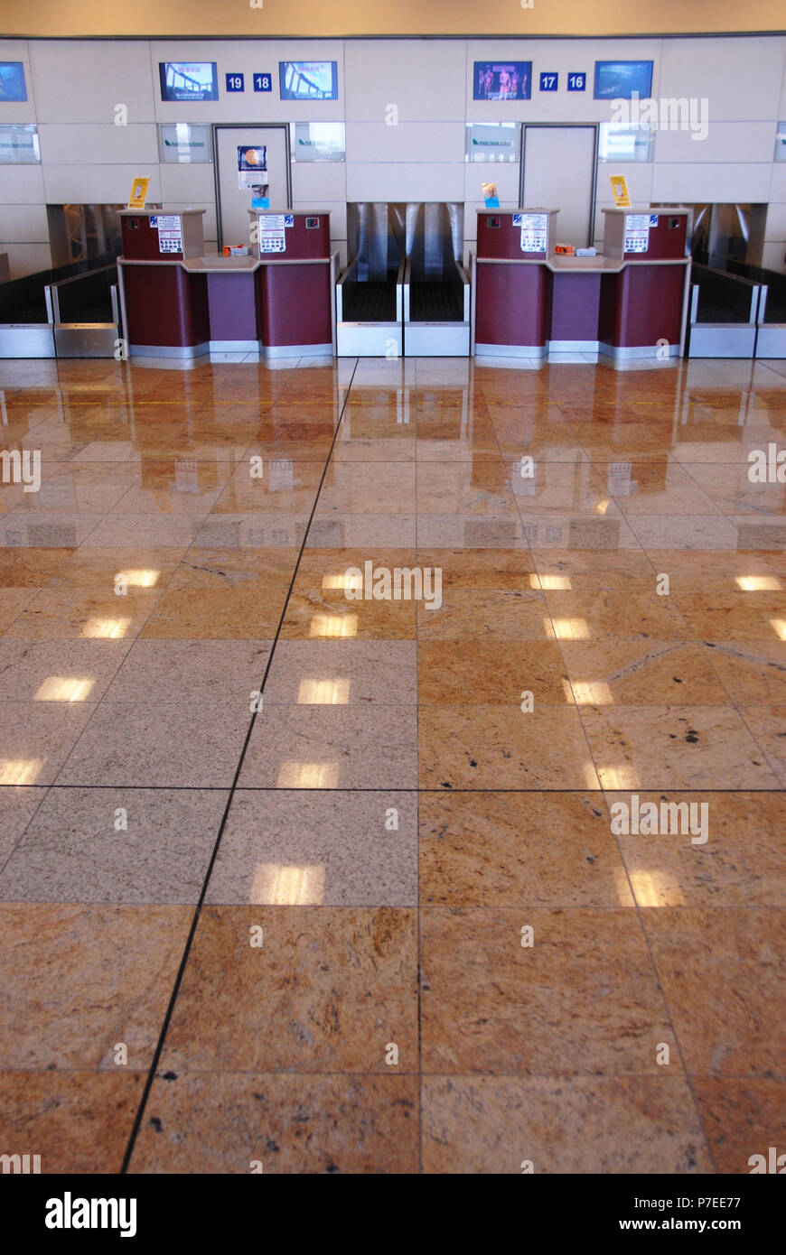 Early morning empty checkin lounge at Doncaster Sheffield Airport
