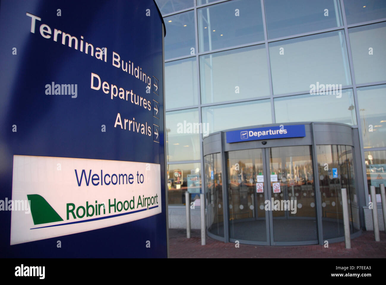 nobody at the doorway of the Doncaster Sheffield Airport, formerly