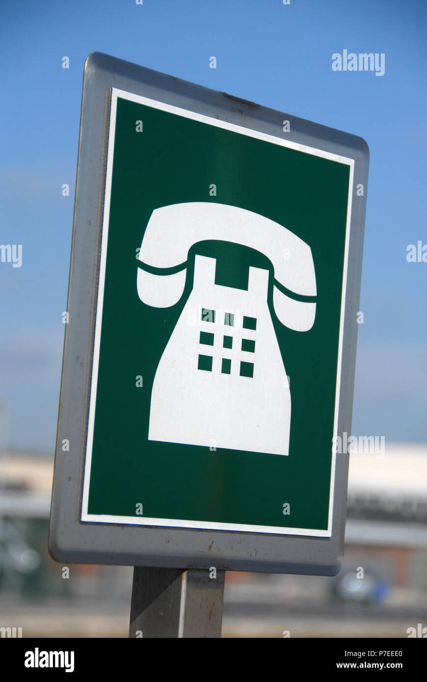 Airside staff telephone sign in green for staff only at the Doncaster ...