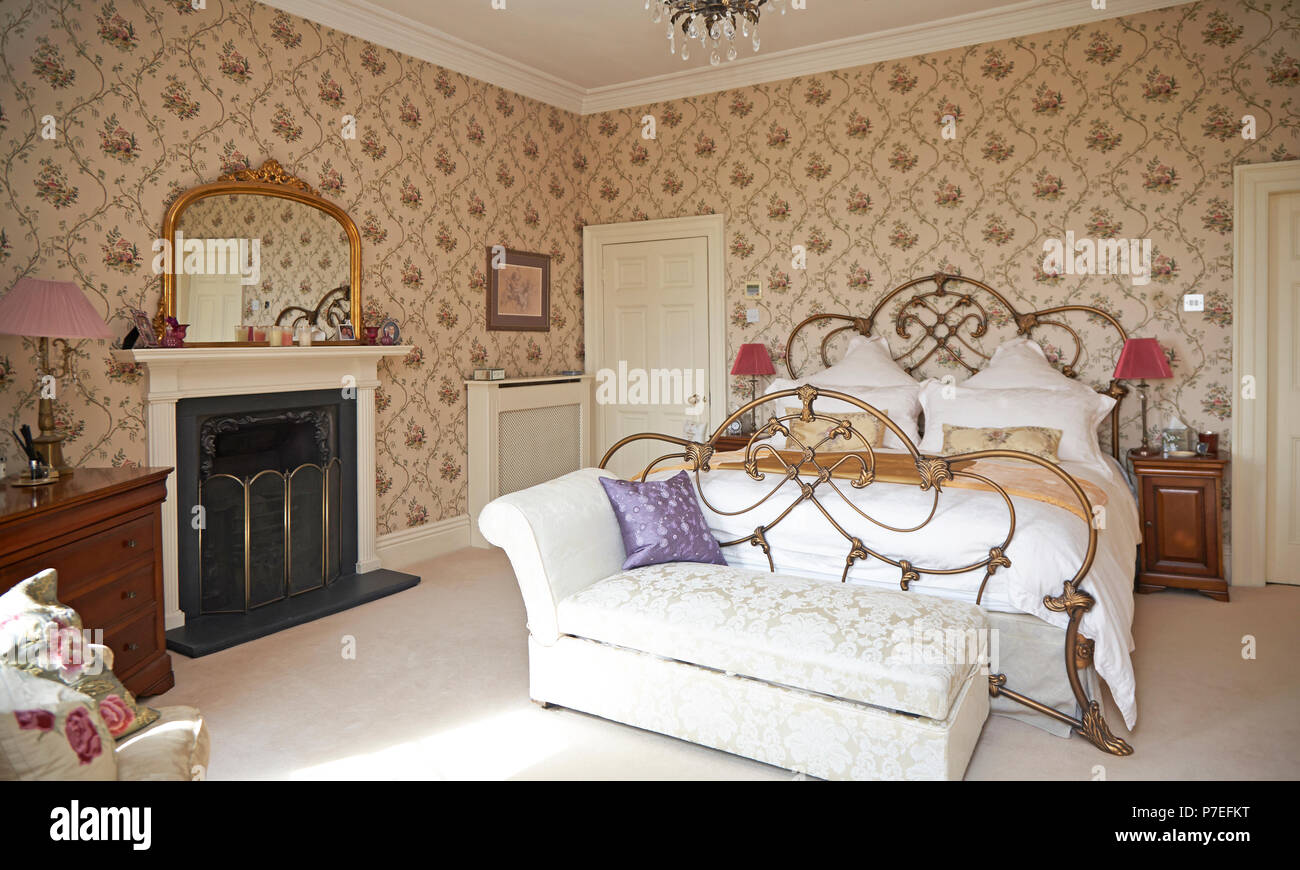 Classic luxury bedroom in a privately owned beautiful country manor house a first class quality home in South Yorkshire Stock Photo