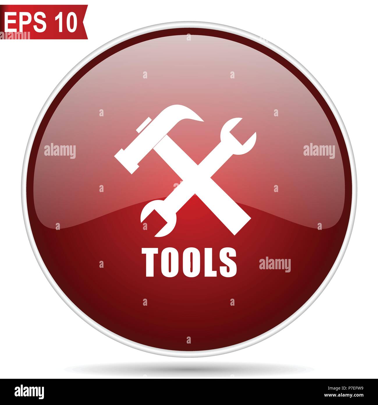 Tools cherry red glossy round web vector icon. Editable simple circle ...