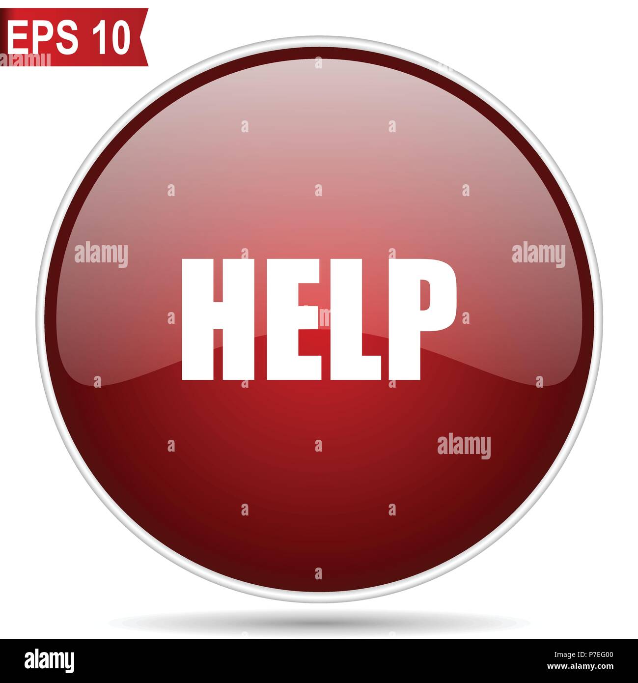Help cherry red glossy round web vector icon. Editable simple circle ...