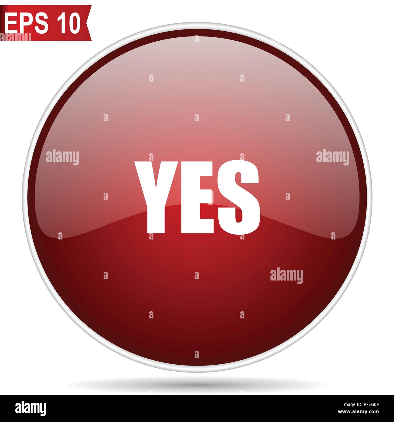 Yes Cherry Red Glossy Round Web Vector Icon Editable Simple