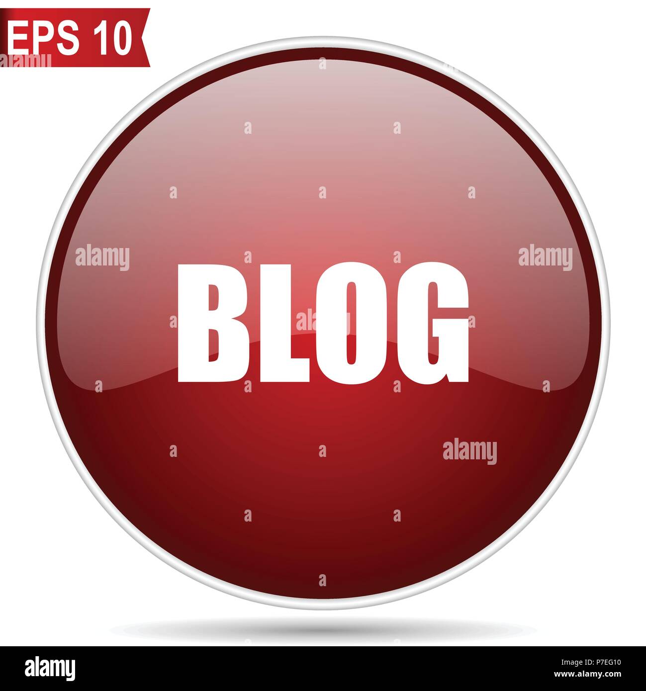 Blog cherry red glossy round web vector icon. Editable simple circle ...