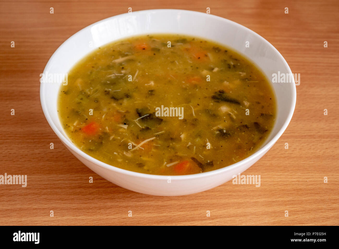 A bowl of Chicken & Vegetable Broth by Sainsbury's Stock Photo Alamy