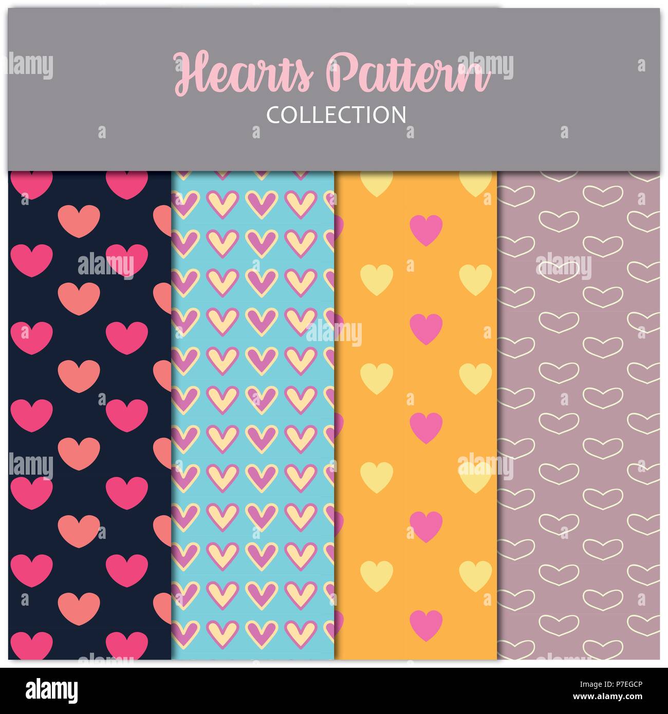 Hearts pattern collection Stock Vector