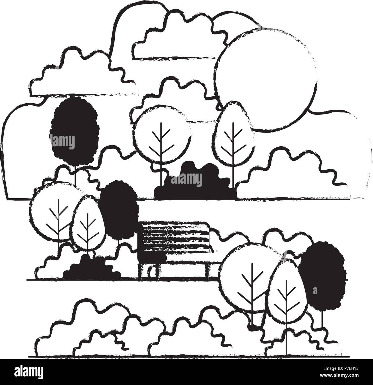 park with chairs scene Stock Vector Image & Art - Alamy